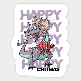 Critical Hit D20 Dice RPG Meme PnP Dragon Happy Critmas Gift Sticker